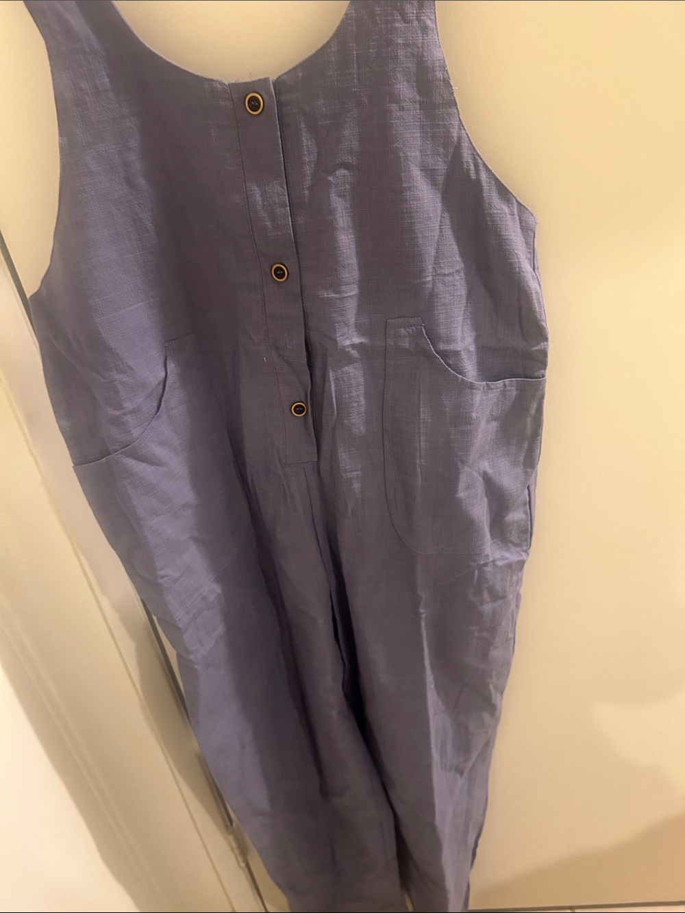 Sleeveless Lavender Button-Front Wide-Leg Jumpsuit